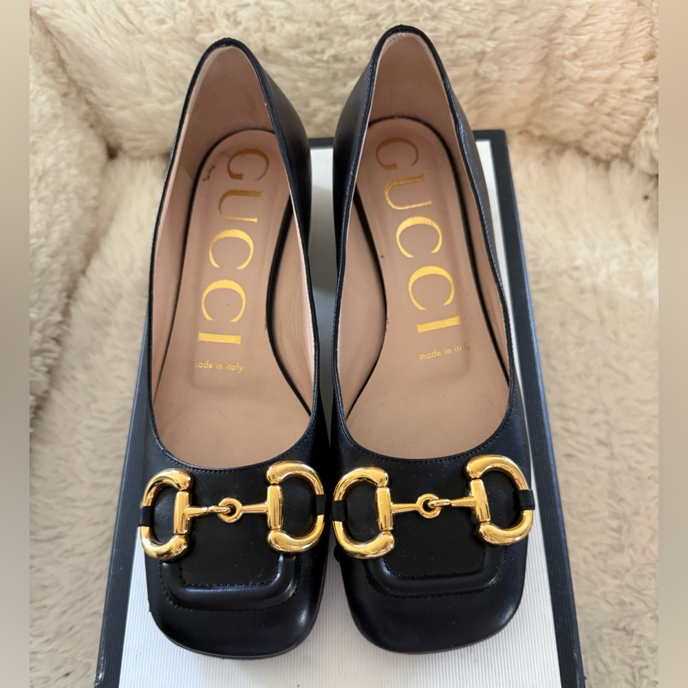 Gucci Horsebit Black Leather Pump Shoes